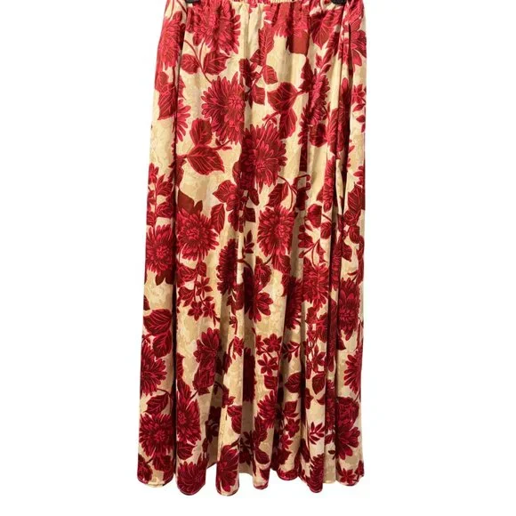 Cupio Floral Print Maxi Skirt Sz L Beige Multi Skirt - Picture 8 of 12